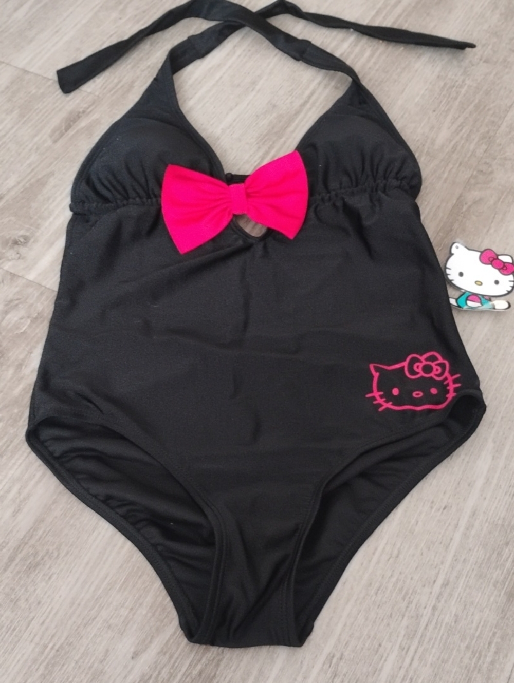 Hello Kitty Classic Black One-Piece Swimsuit with Big Bow Accent🍓🩷🆕✨
